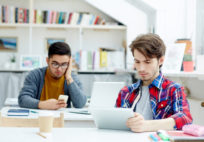 Students with gadgets